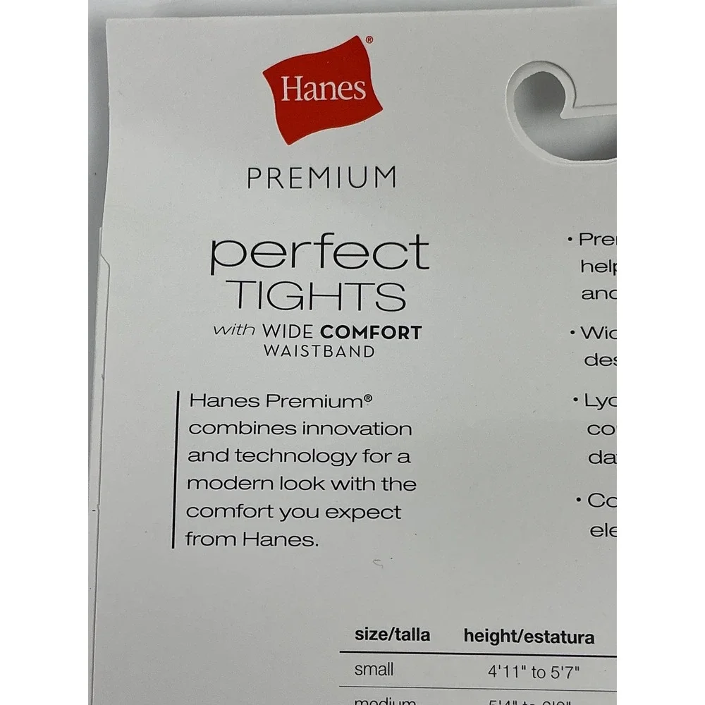 2 Hanes Premium Perfect Tights Small Black‎ Geometric Outline Graduated Support